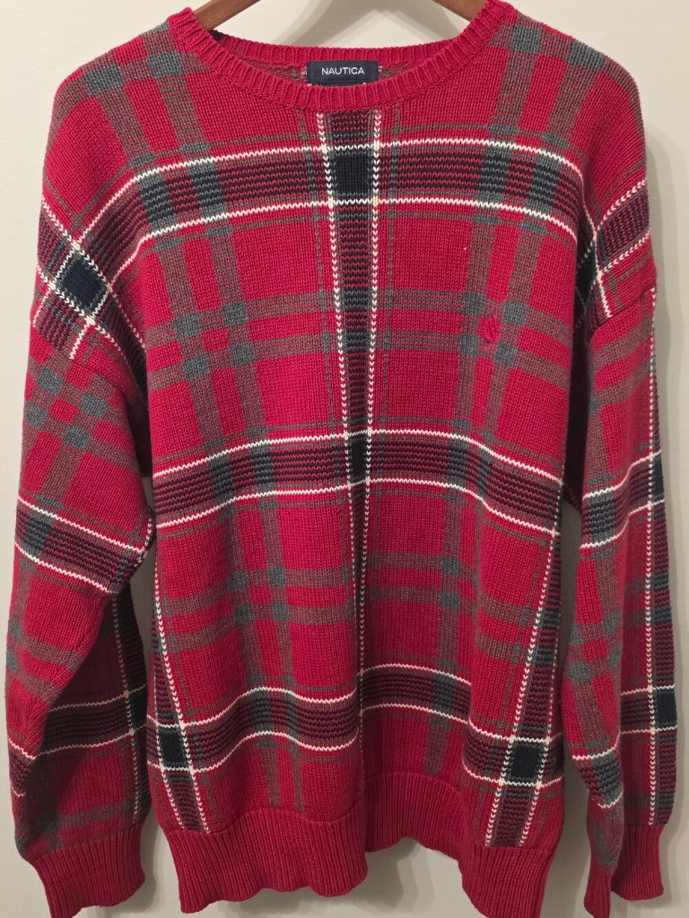 Vintage Nautica Plaid Crewneck Sweater
